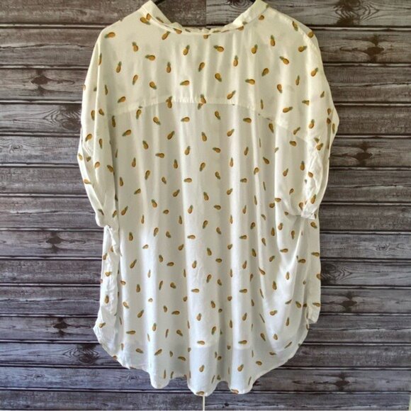 NWT Per Se Women's Pineapple Print‎ Button-Down Top/Blouse Size 1X - Picture 2 of 9